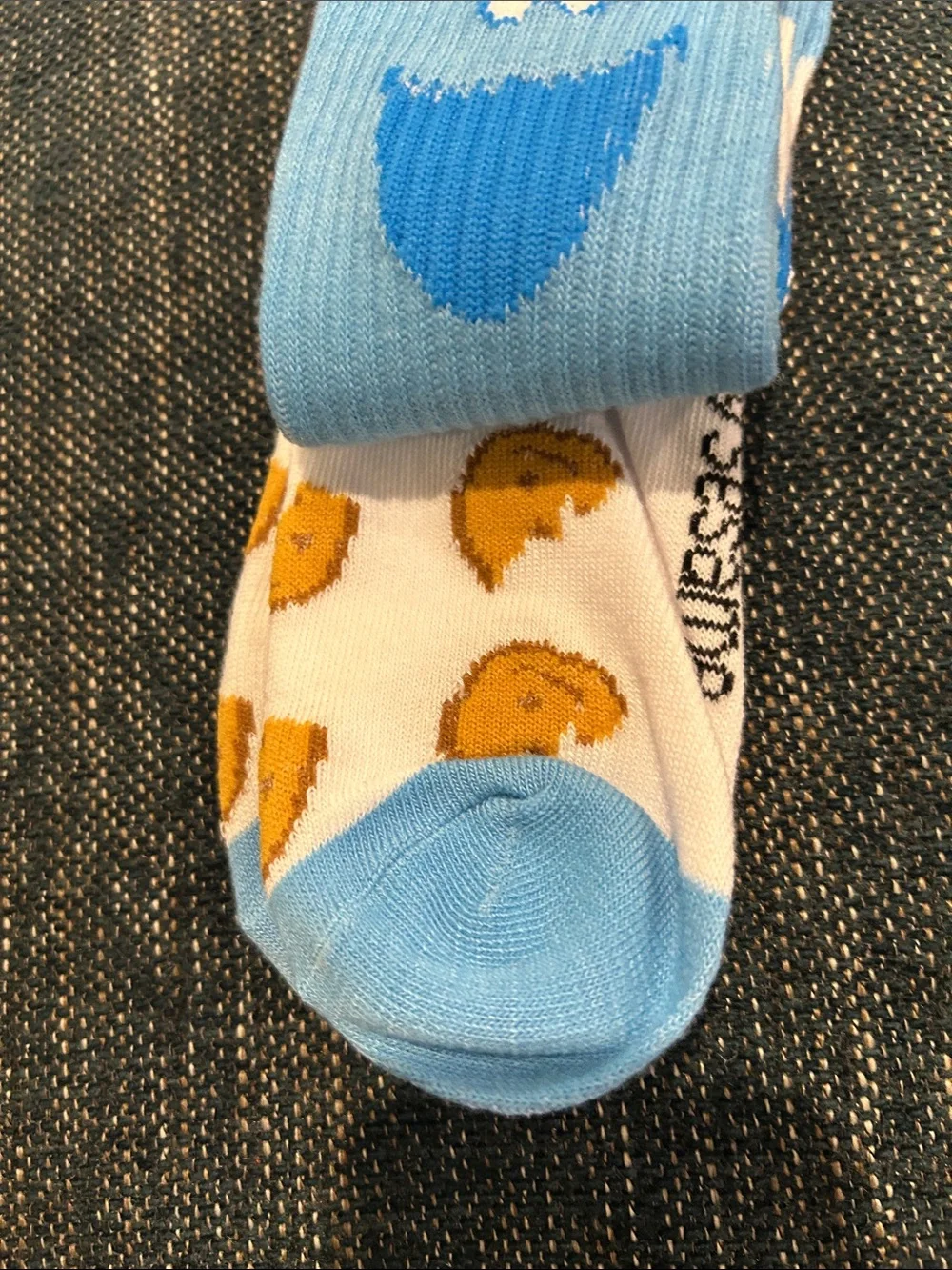 Sesame Street Light Blue Monster Crew Socks